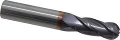 Niagara Cutter - 13/32" Diam, 1" LOC, 4 Flute Solid Carbide Ball End Mill - TiAlN Finish, Single End, 2-3/4" OAL, 7/16" Shank Diam, Spiral Flute - Eagle Tool & Supply