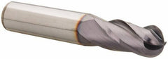 Niagara Cutter - 15/32" Diam, 1" LOC, 4 Flute Solid Carbide Ball End Mill - TiAlN Finish, Single End, 3" OAL, 1/2" Shank Diam, Spiral Flute - Eagle Tool & Supply