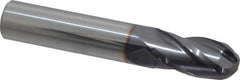 Niagara Cutter - 1/2" Diam, 1" LOC, 4 Flute Solid Carbide Ball End Mill - TiAlN Finish, Single End, 3" OAL, 1/2" Shank Diam, Spiral Flute - Eagle Tool & Supply