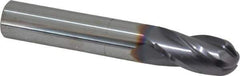 Niagara Cutter - 9/16" Diam, 1-1/8" LOC, 4 Flute Solid Carbide Ball End Mill - TiAlN Finish, Single End, 3-1/2" OAL, 9/16" Shank Diam, Spiral Flute - Eagle Tool & Supply