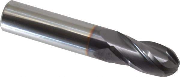 Niagara Cutter - 5/8" Diam, 1-1/4" LOC, 4 Flute Solid Carbide Ball End Mill - TiAlN Finish, Single End, 3-1/2" OAL, 5/8" Shank Diam, Spiral Flute - Eagle Tool & Supply