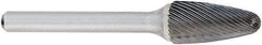 OSG - 3/8" Cut Diam, 1/4" Shank Diam, Tree Head Fluted Cut Burr - Carbide, Radius End, 3/4" LOC, 2" OAL - Eagle Tool & Supply