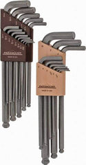 Paramount - 22 Piece L-Key Ball End Hex Key Set - Hex Range 0.05 to 3/8", 7-1/4" OAL, Steel - Eagle Tool & Supply