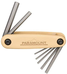 Paramount - 7 Piece Fold-Up Hex Key Set - Hex Range 2 to 8mm, 4-1/2" OAL, Steel - Eagle Tool & Supply