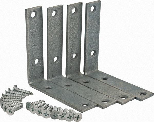 Value Collection - 3" Long x 3/4" Wide, Steel, Corner Brace - Galvanized - Eagle Tool & Supply