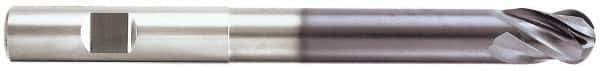 Niagara Cutter - 3/8" Diam, 1/2" LOC, 4 Flute Solid Carbide Ball End Mill - TiAlN Finish, Single End, 6" OAL, 3/8" Shank Diam, Spiral Flute - Eagle Tool & Supply