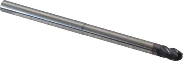 Niagara Cutter - 1/4" Diam, 3/8" LOC, 4 Flute Solid Carbide Ball End Mill - TiAlN Finish, Single End, 4" OAL, 1/4" Shank Diam, Spiral Flute - Eagle Tool & Supply