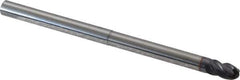 Niagara Cutter - 1/4" Diam, 3/8" LOC, 4 Flute Solid Carbide Ball End Mill - TiAlN Finish, Single End, 4" OAL, 1/4" Shank Diam, Spiral Flute - Eagle Tool & Supply