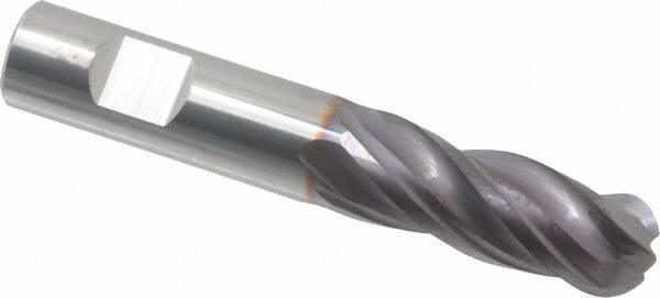 Niagara Cutter - 1/2" Diam, 1-1/4" LOC, 4 Flute Solid Carbide Ball End Mill - TiAlN Finish, Single End, 3" OAL, 1/2" Shank Diam, Spiral Flute - Eagle Tool & Supply