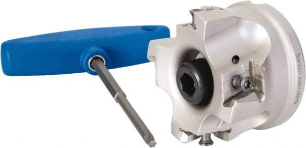 Iscar - 4 Inserts, 2-1/2" Cut Diam, 1" Arbor Diam, 0.63" Max Depth of Cut, Indexable Square-Shoulder Face Mill - 0/90° Lead Angle, 1-3/4" High, T490 LN.T 1607 Insert Compatibility, Through Coolant, Series Helitang - Eagle Tool & Supply