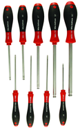 9 Piece - 1.5 - 10mm - Ball End Hex Screwdriver MagicRing® Screw Holding SoftFinish® Cushion Grip Set - Eagle Tool & Supply
