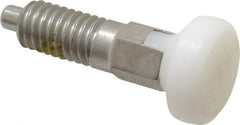 Vlier - M6x1.0, 13mm Thread Length, 0.118" Max Plunger Diam, 0.11 Lb Init to 0.34 Lb Final End Force, Locking Knob Handle Plunger - Delrin Knob, 0.63" Body Length, 1/2" Length Under Head/Shoulder, 0.118" Plunger Projection - Eagle Tool & Supply