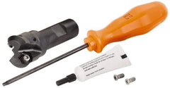 Kennametal - 45° Lead Angle, 33.58mm Max Cut Diam, 1" Min Cut Diam, 3.23mm Max Depth of Cut, Indexable Chamfer and Angle End Mill - 2 Inserts, HNGJ 0604ANENLD Insert Style, 83.31mm Overall Length, Through Coolant, Straight Shank - Eagle Tool & Supply