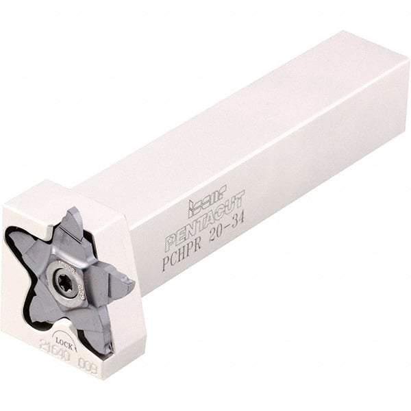 Iscar - External Thread, 0.256" Max Depth of Cut, 0.5mm Min Groove Width, 120mm OAL, Right Hand Indexable Grooving Cutoff Toolholder - 16mm Shank Height x 16mm Shank Width, PENTA 24.. Insert Style, PCHP Toolholder Style, Series PentaCut - Eagle Tool & Supply