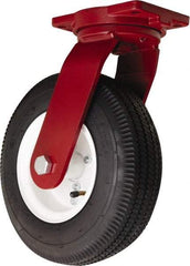 Hamilton - 12" Diam, Rubber Swivel Caster - 625 Lb Capacity, Top Plate Mount, 6-1/8" x 7-1/2" Plate, Tapered Roller Bearing - Eagle Tool & Supply