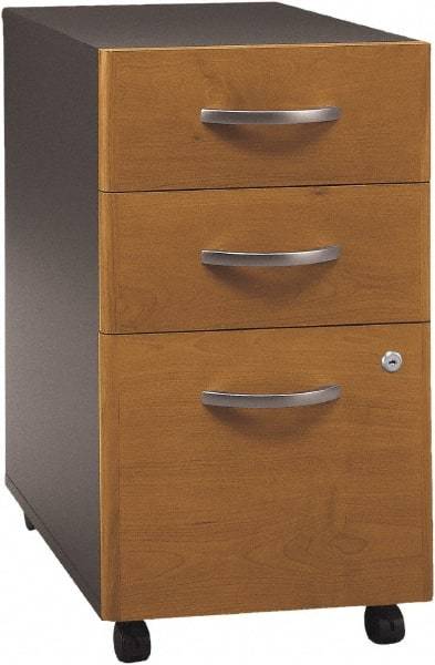 Bush Business Furniture - 15-3/4" Wide x 27.88" High x 20-1/4" Deep, 3 Drawer Pedestal - Laminate Over Wood, Natural Cherry & Graphite Gray - Eagle Tool & Supply