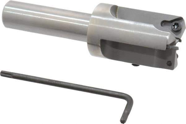 Everede Tool - 1 Inch Diameter, Interchangeable Pilot, Straight 1/2 Inch Shank Diameter, 3 Insert, Indexable Counterbore - 3.2 Inch Overall Length, TPGH 215 Insert, 3/16 Inch Pilot Hole Diameter Compatibility - Eagle Tool & Supply