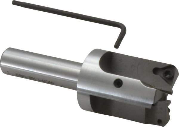 Everede Tool - 1-3/16 Inch Diameter, Interchangeable Pilot, Straight 1/2 Inch Shank Diameter, 3 Insert, Indexable Counterbore - 3.2 Inch Overall Length, TPGH 215 Insert, 3/16 Inch Pilot Hole Diameter Compatibility - Eagle Tool & Supply