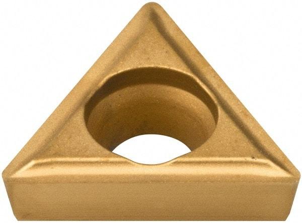 Everede Tool - TPGH215 Grade CVM2 Carbide Turning Insert - TiN Finish, 60° Triangle, 1/4" Inscr Circle, 3/32" Thick, 1/64" Corner Radius - Eagle Tool & Supply