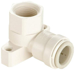 Watts - 3/4" Outside Diam, 3/4 NPT, Brass Push-to-Connect Tube Female Drop Ear Elbow - Tube to Female NPT Connection, EPDM O-Ring - Eagle Tool & Supply