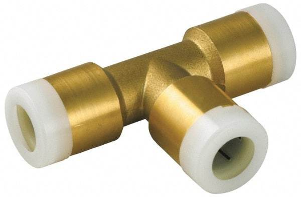 Watts - 1 x 3/4 x 3/4" Outside Diam, Brass Push-to-Connect Tube Union Tee - Tube to Tube Connection, EPDM O-Ring - Eagle Tool & Supply