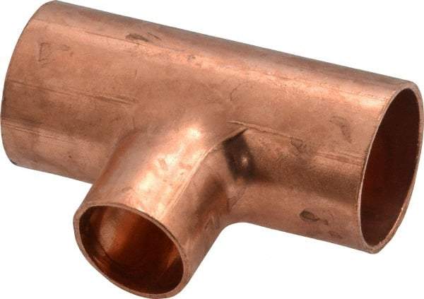 Mueller Industries - 3/4 x 3/4 x 1/2" Wrot Copper Pipe Tee - C x C x C, Solder Joint - Eagle Tool & Supply
