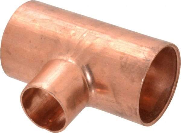 Mueller Industries - 1-1/4 x 1-1/4 x 3/4" Wrot Copper Pipe Tee - C x C x C, Solder Joint - Eagle Tool & Supply