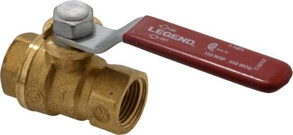 Legend Valve - 3/8" Pipe, Full Port, Brass Standard Ball Valve - Inline - One Way Flow, FNPT x FNPT Ends, Lever Handle, 600 WOG, 150 WSP - Eagle Tool & Supply