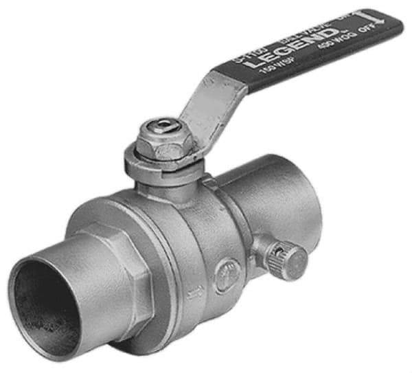 Legend Valve - 1/2" Pipe, Full Port, Brass Standard Ball Valve - Inline - One Way Flow, Soldered x Soldered Ends, Lever Handle, 500 WOG - Eagle Tool & Supply