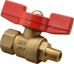Midwest Control - 1/8" Pipe, Brass Miniature Ball Valve - Inline - One Way Flow, MNPT x FNPT Ends, Tee Handle, 600 WOG, 150 WSP - Eagle Tool & Supply