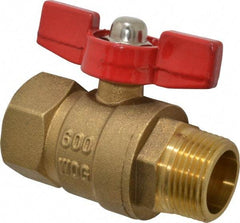 Midwest Control - 3/4" Pipe, Brass Miniature Ball Valve - Inline - One Way Flow, MNPT x FNPT Ends, Tee Handle, 600 WOG, 150 WSP - Eagle Tool & Supply