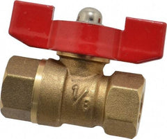 Midwest Control - 1/8" Pipe, Brass Miniature Ball Valve - Inline - One Way Flow, FNPT x FNPT Ends, Tee Handle, 600 WOG, 150 WSP - Eagle Tool & Supply