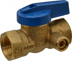 Legend Valve - 1/2" Pipe, Brass, Straight with Side Tap, Gas Ball Valve - 175 psi WOG Rating, Wedge Handle, FNPT x FNPT End Connections, 1 Piece - Eagle Tool & Supply