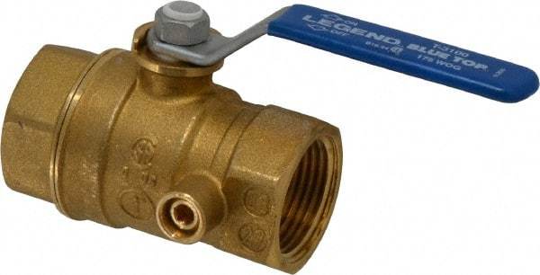 Legend Valve - 1" Pipe, Brass, Straight with Side Tap, Gas Ball Valve - 175 psi WOG Rating, Wedge Handle, FNPT x FNPT End Connections, 1 Piece - Eagle Tool & Supply