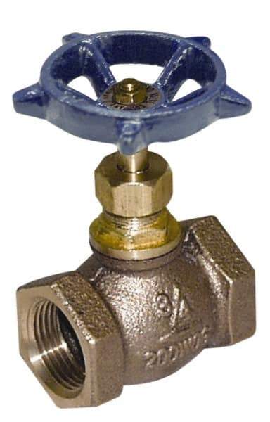 Legend Valve - 1-1/2" Pipe, FNPT Ends, Lead Free Brass Rising Stem Globe Valve - Lead Free Brass Disc, Threaded Bonnet, 200 psi WOG, 125 psi WSP, Class 125 - Eagle Tool & Supply