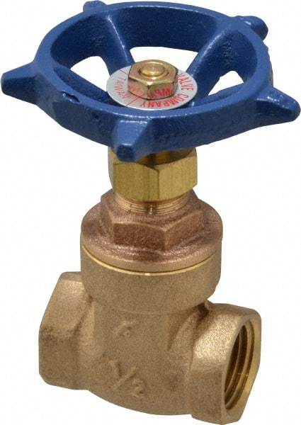 Legend Valve - 1/2" Pipe, Threaded Bronze Solid Wedge Stem Gate Valve - 200 WOG, 125 WSP, Screw-In Bonnet - Eagle Tool & Supply