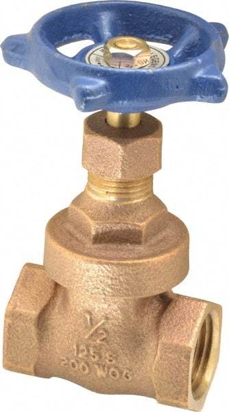 Legend Valve - 1/2" Pipe, Threaded Bronze Solid Wedge Stem Gate Valve - 200 WOG, 125 WSP, Screw Over Bonnet - Eagle Tool & Supply