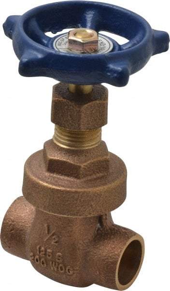 Legend Valve - 1/2" Pipe, Soldered Bronze Solid Wedge Stem Gate Valve - 200 WOG, 125 WSP, Screw Over Bonnet - Eagle Tool & Supply