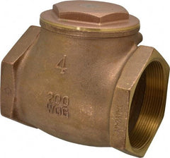 Legend Valve - 4" Brass Check Valve - Inline, FNPT x FNPT, 200 WOG - Eagle Tool & Supply