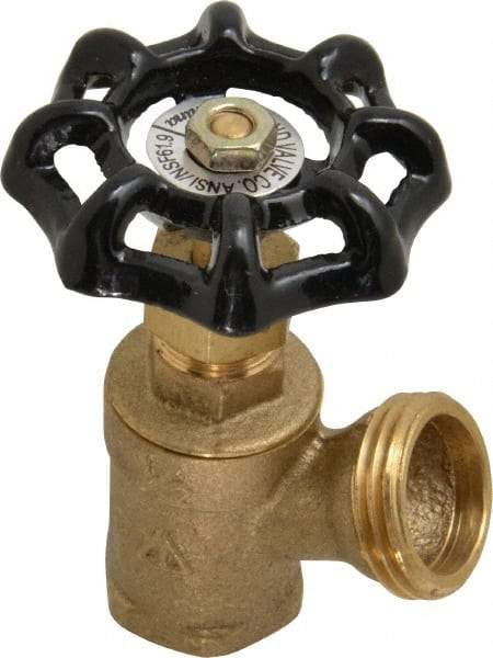 Legend Valve - 1/2 Inch Pipe, Brass, FNPT x GHT End Connection, Boiler Drain Valve - 125 psi WOG Rating, Handwheel Handle - Eagle Tool & Supply