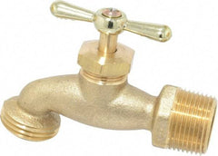 Legend Valve - 3/4" Pipe, 125 psi WOG Rating, Brass Hose Bibb, Stop Valve - Tee Handle, MNPT x GHT End Connections - Eagle Tool & Supply