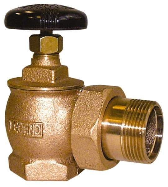 Legend Valve - 1-1/4" Pipe, 60 psi WOG Rating, FNPT x Male Union End Connections, Handwheel Steam Angle Radiator Valve - 15 psi Steam Pressure Rating, Bronze - Eagle Tool & Supply