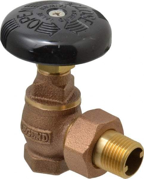 Legend Valve - 1/2" Pipe, 60 psi WOG Rating, FNPT x Male Union End Connections, Handwheel Steam Angle Radiator Valve - 15 psi Steam Pressure Rating, Bronze - Eagle Tool & Supply