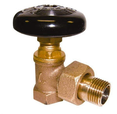 Legend Valve - 1/2" Pipe, 60 psi WOG Rating, FNPT x Male Union End Connections, Handwheel Hot Water Angle Radiator Valve - Bronze - Eagle Tool & Supply