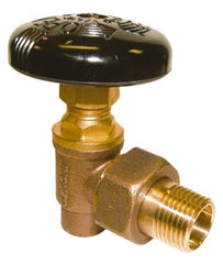 Legend Valve - 1/2" Pipe, 60 psi WOG Rating, Soldered x Male Union End Connections, Handwheel Hot Water Angle Radiator Valve - Bronze - Eagle Tool & Supply