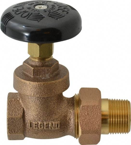 Legend Valve - 3/4" Pipe, 200 psi WOG Rating, FNPT x Male Union End Connections, Handwheel Steam Gate Radiator Valve - 125 psi Steam Pressure Rating, Bronze - Eagle Tool & Supply