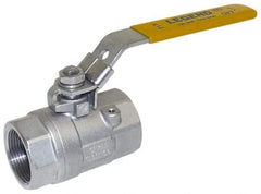 Legend Valve - 1-1/4" Pipe, Large Port, Stainless Steel Standard Ball Valve - 2 Piece, Inline - One Way Flow, FNPT x FNPT Ends, Locking Lever Handle, 1,500 WOG, 150 WSP - Eagle Tool & Supply
