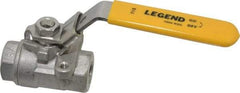 Legend Valve - 1/4" Pipe, Large Port, Stainless Steel Standard Ball Valve - 2 Piece, Inline - One Way Flow, FNPT x FNPT Ends, Locking Lever Handle, 2,000 WOG, 150 WSP - Eagle Tool & Supply