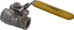 Legend Valve - 3/8" Pipe, Large Port, Stainless Steel Standard Ball Valve - 2 Piece, Inline - One Way Flow, FNPT x FNPT Ends, Locking Lever Handle, 2,000 WOG, 150 WSP - Eagle Tool & Supply