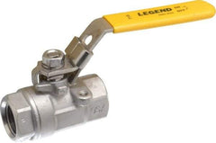 Legend Valve - 1/2" Pipe, Large Port, Stainless Steel Standard Ball Valve - 2 Piece, Inline - One Way Flow, FNPT x FNPT Ends, Locking Lever Handle, 2,000 WOG, 150 WSP - Eagle Tool & Supply